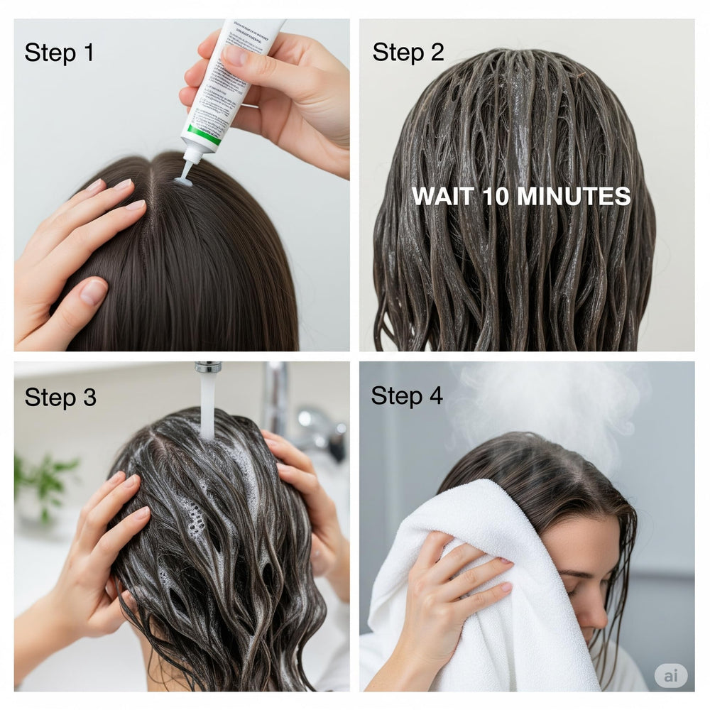 Shea Ivermectin Lice Treatment ten-minute timer emphasizes quick use