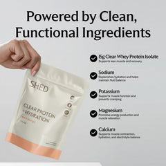 Shed Clear Protein powder dissolving in water showing a light, clear color