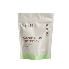 Shed Nutrition Clear Protein Coconut Lime bottle for refreshing post-workout hydration.