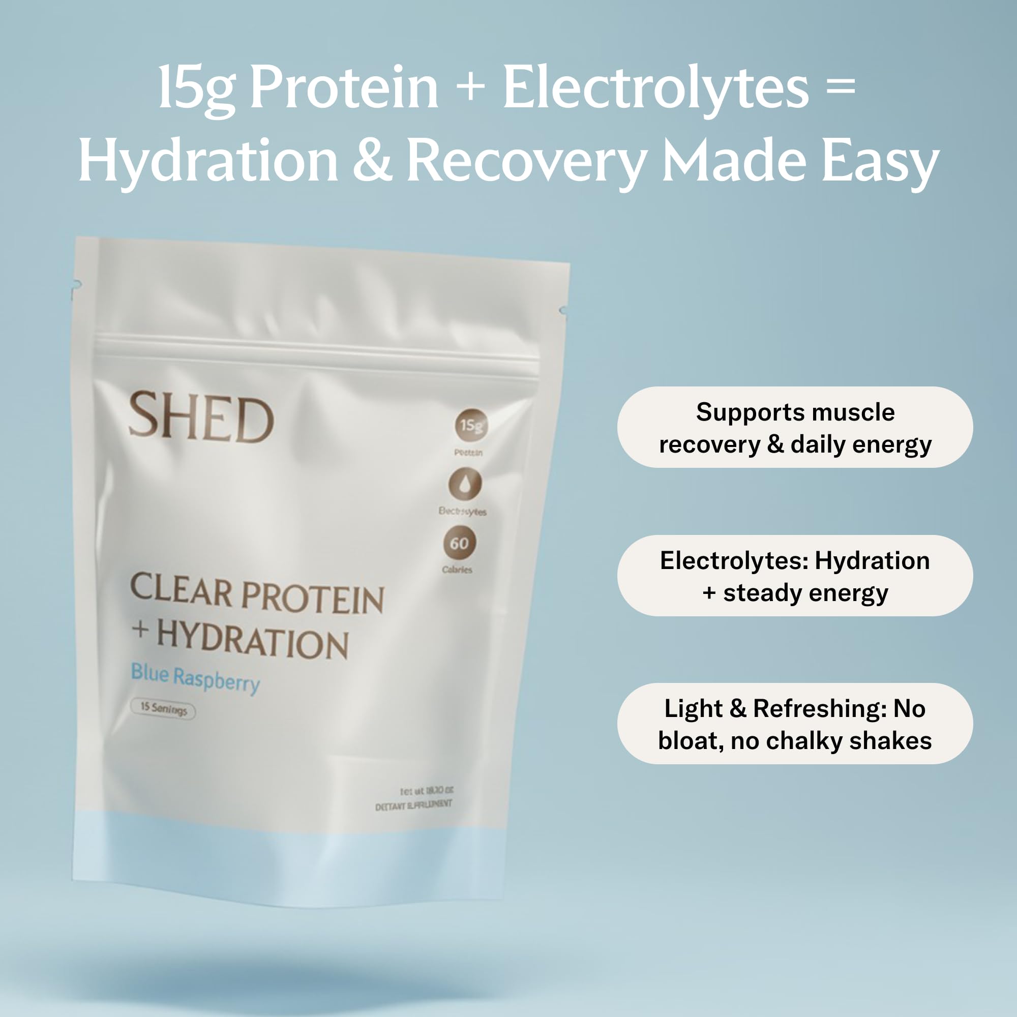 Shed Nutrition Clear Protein with electrolytes in a glass aiding hydration during workouts.