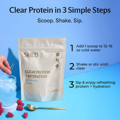 Mixing Shed Clear Protein with water for a light post-workout drink.