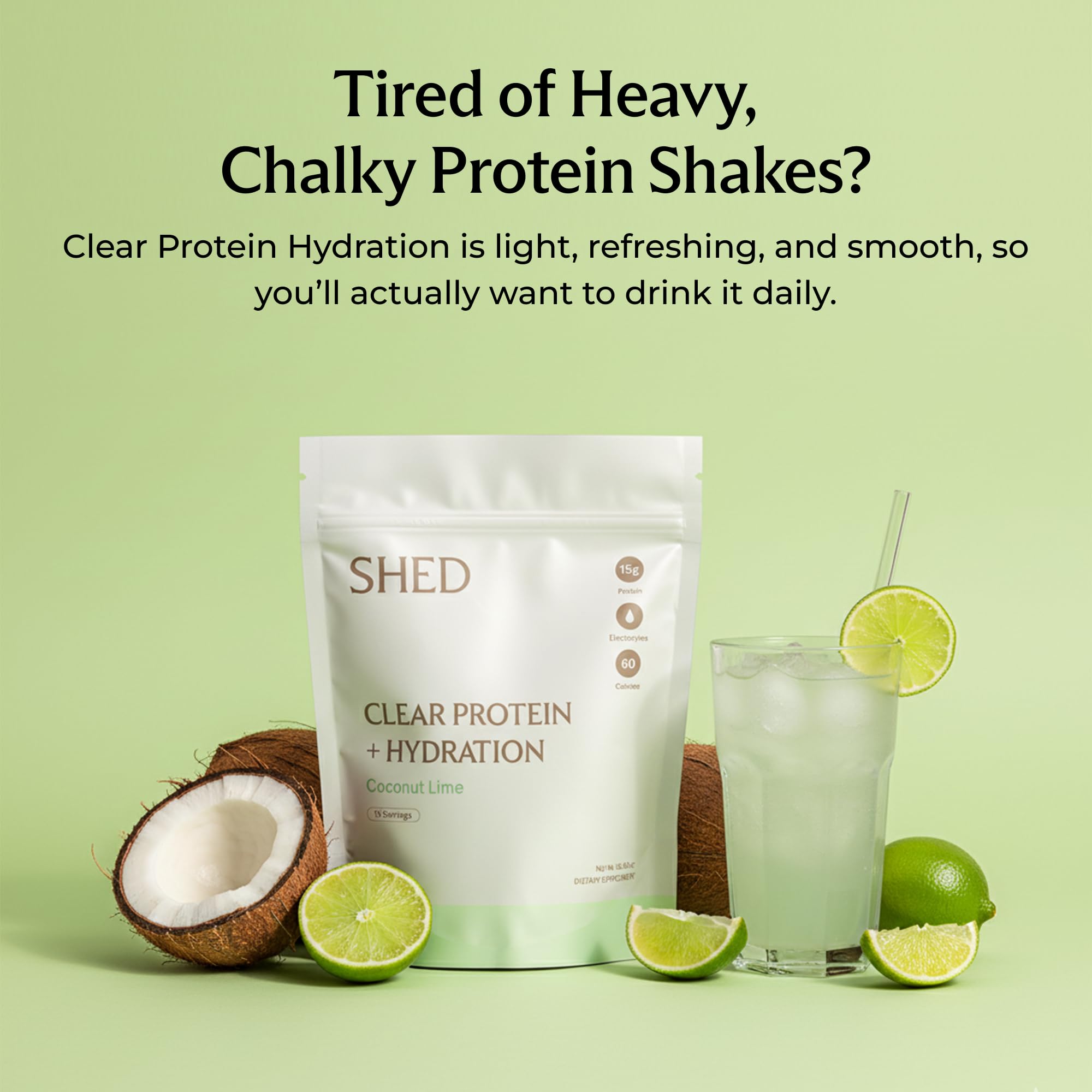 Shed Nutrition Clear Protein Peach Mango spoon reveals a low-calorie, dairy-free option.