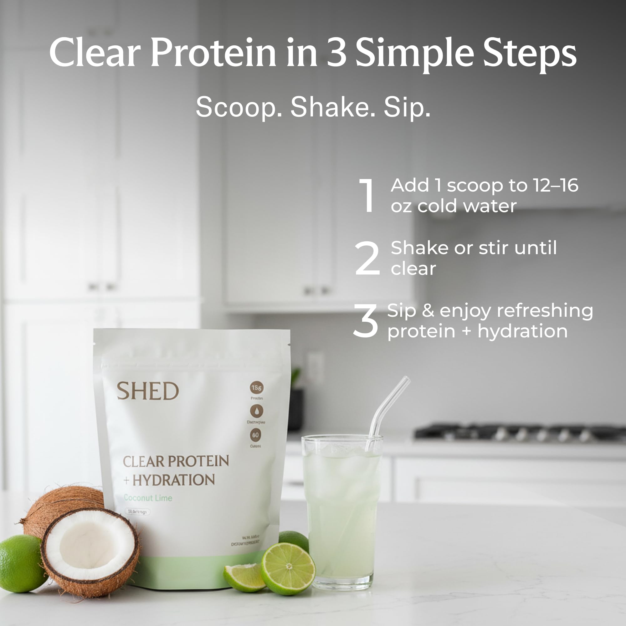 Shed Nutrition lactose-free protein label emphasizes dairy-free, low-calorie formula.