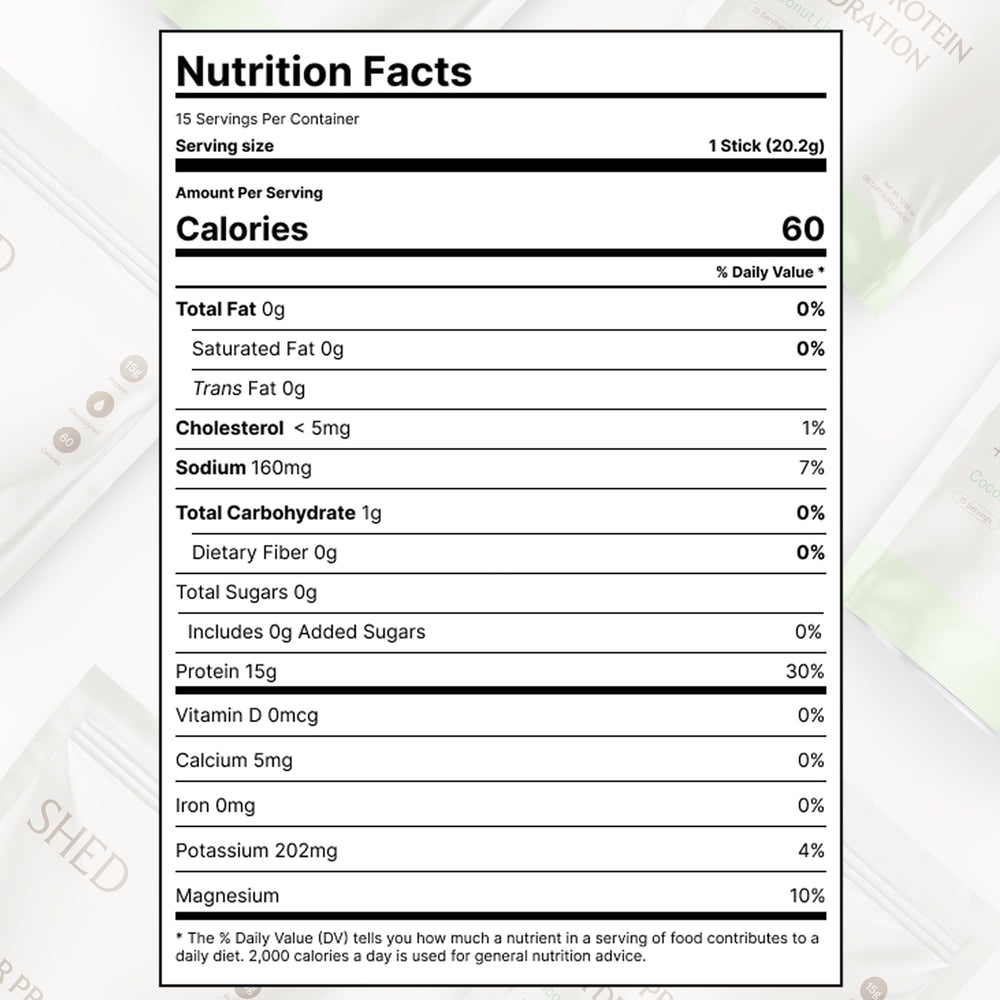 Shed Nutrition post-workout mixer image conveys light, bloat-free recovery drink.