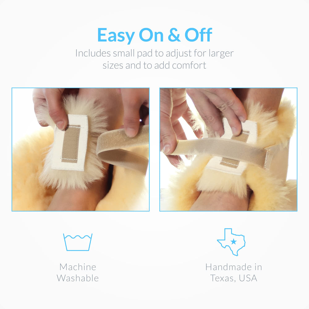 Sofsheep heel protector heel-area cushion demonstrates pressure-relief near the Achilles.