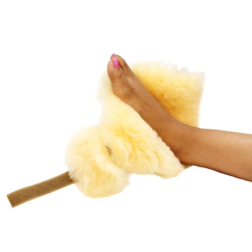 Sofsheep heel protector with Velcro strap demonstrates adjustable fit.