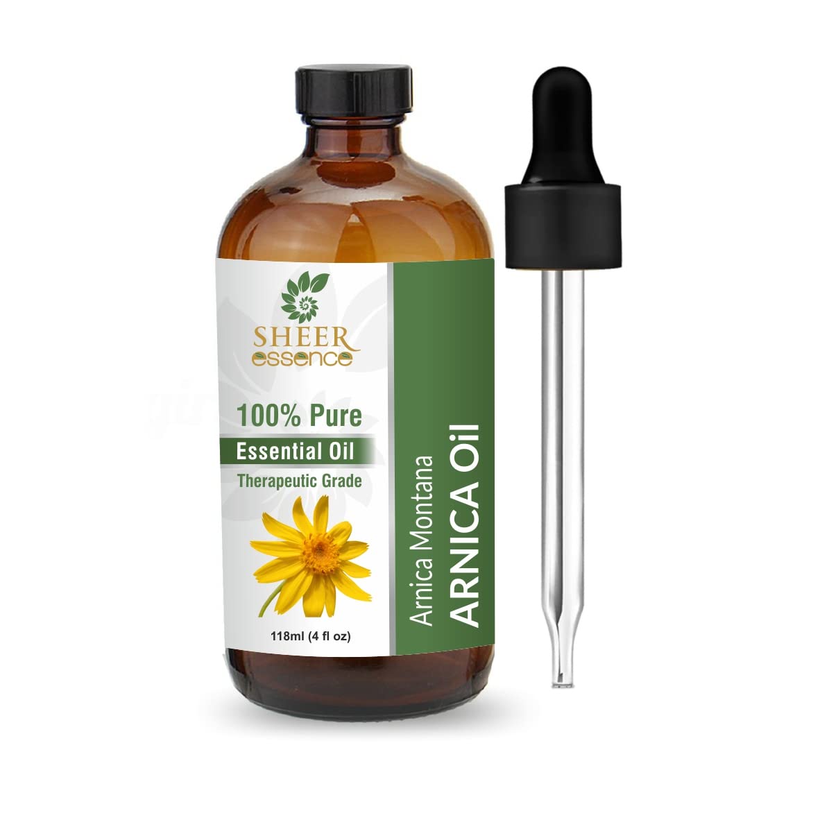 Sheer Essence Arnica Essential Oil bottle (118 ml) ready for diffuser use to create a calming atmosphere
