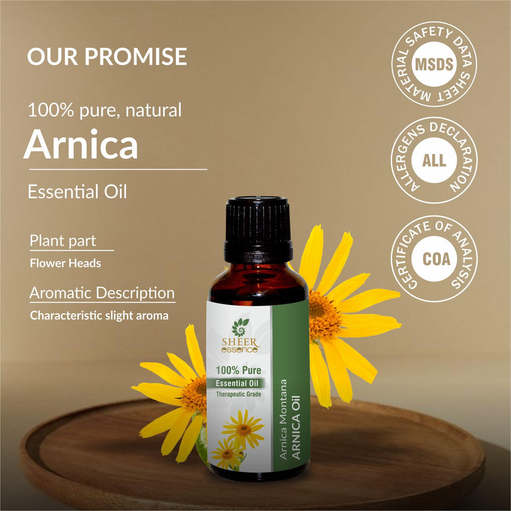 Sheer Essence Arnica Essential Oil with euro dropper for precise diffuser or topical use
