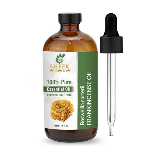 Sheer Essence Frankincense oil bottle for pure aromatherapy and diffusion