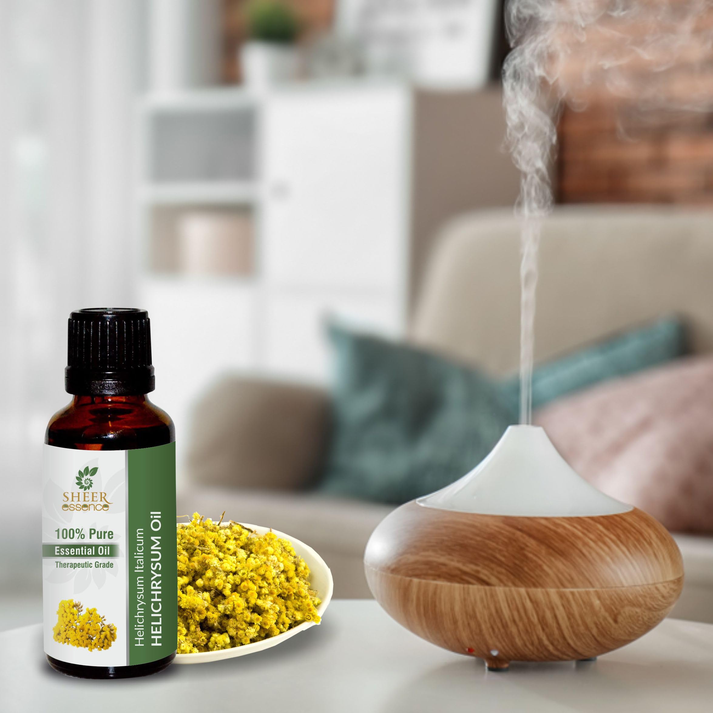 Elegant amber bottle of Sheer Essence Helichrysum Italicum packaging