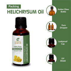 Amber bottle pour of Sheer Essence Helichrysum Italicum oil