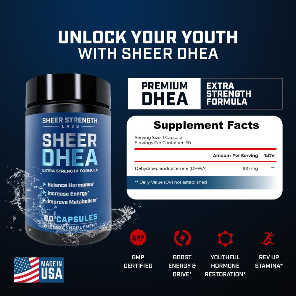DHEA de Sheer Strength: cápsulas para apoyo muscular durante entrenamientos
