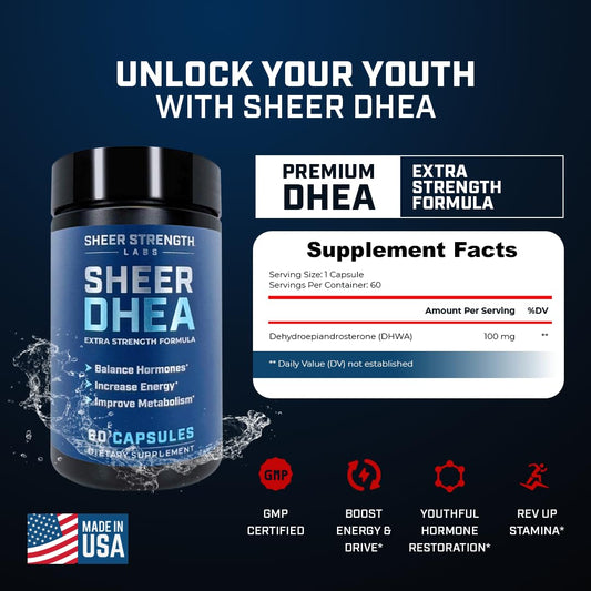 DHEA de Sheer Strength: cápsulas para apoyo muscular durante entrenamientos