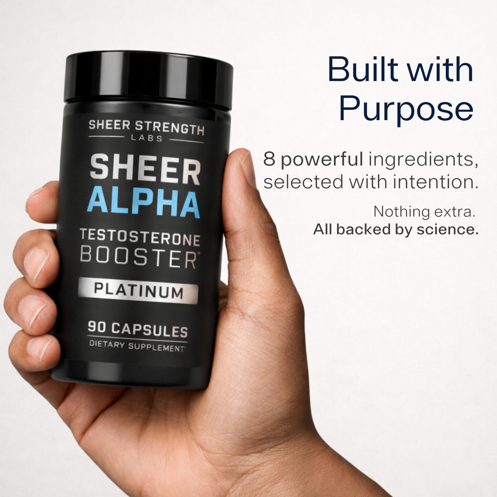 Capsules of Sheer Alpha T-Booster ready for daily use