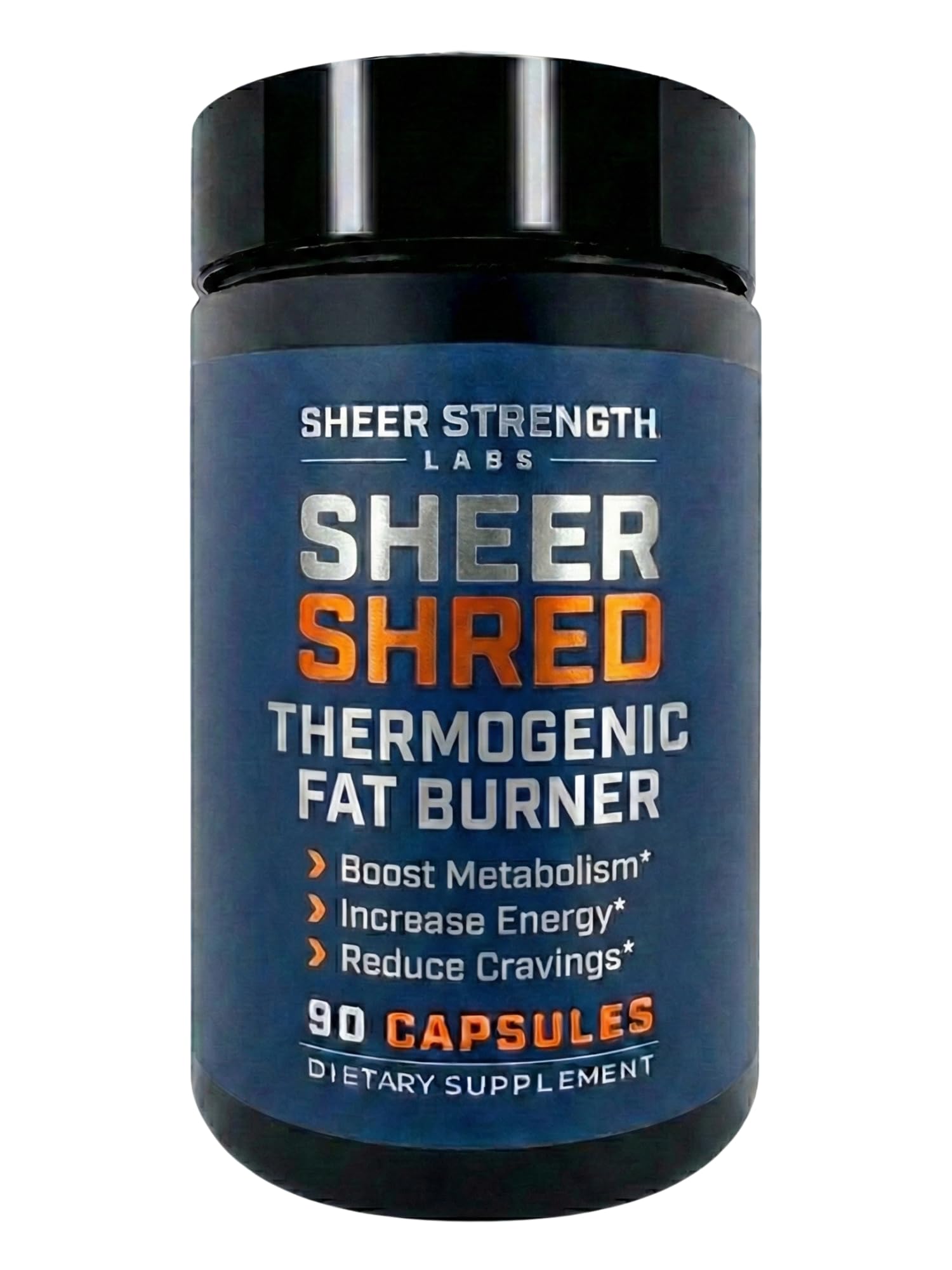 Sheer Strength Labs thermogenic capsules bottle front view for enhanced workouts.