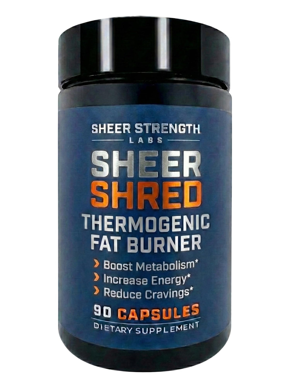 Sheer Strength Labs thermogenic capsules bottle front view for enhanced workouts.