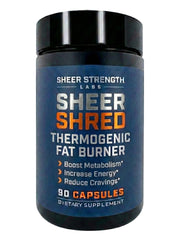 Sheer Strength Labs thermogenic capsules bottle front view for enhanced workouts.