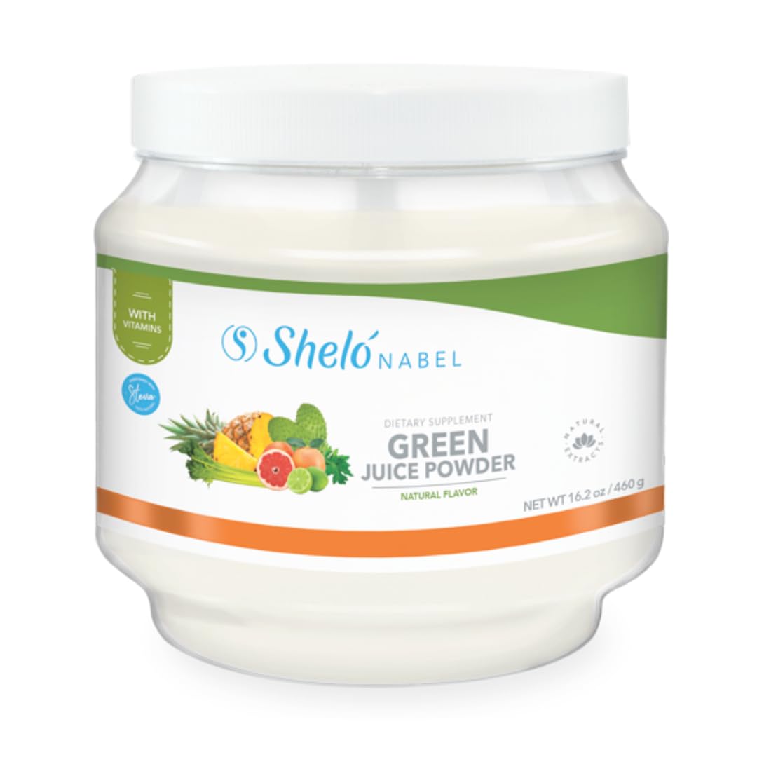 Sheló NABEL Green Juice Premix close-up showing powder texture for daily immune support.
