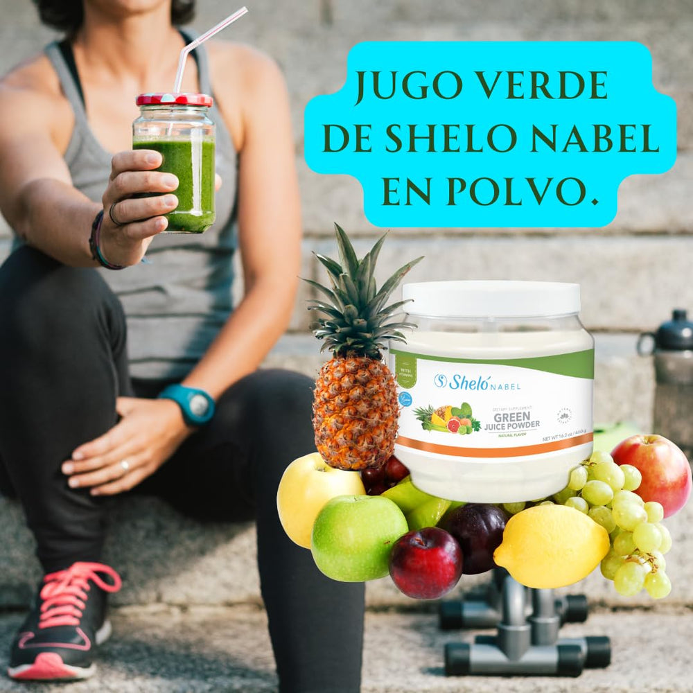 Sheló NABEL Green Juice Premix served in glass, highlighting vibrant color and natural ingredients.