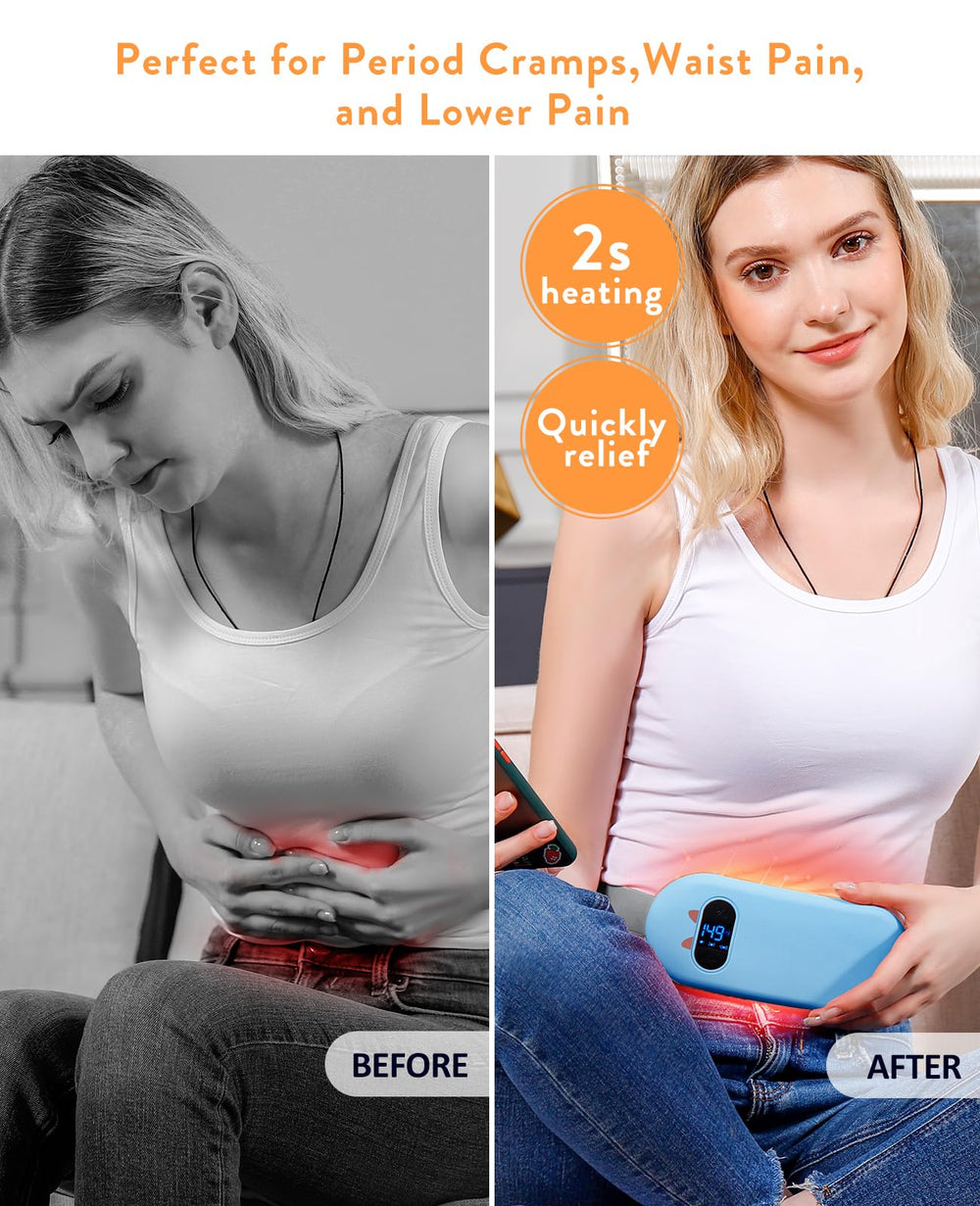 Shesangel cordless heating pad blue on lap for working comfort