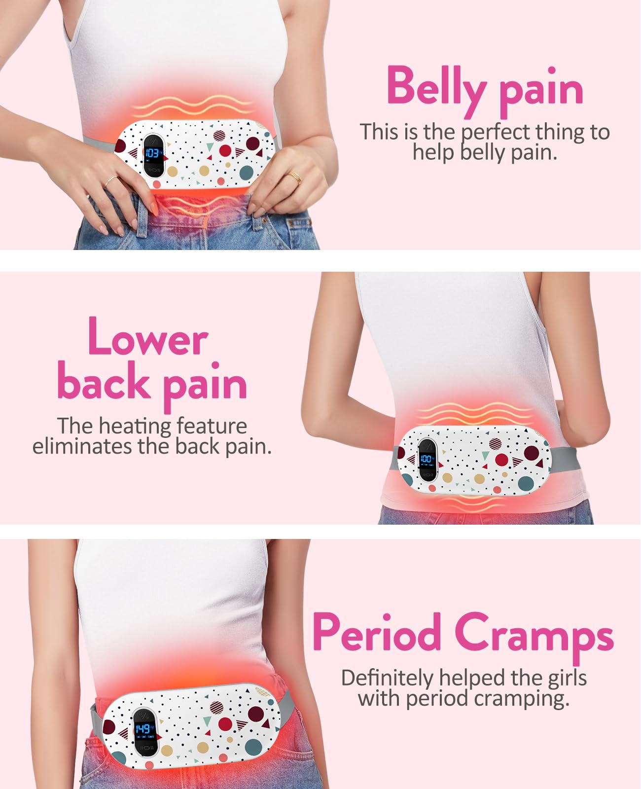Shesangel pad reaches 65°C quickly for fast comfort.