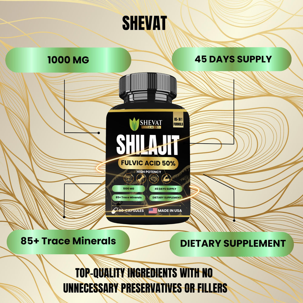 SHEVAT VITAMINS Shilajit capsules tablet close-up with minerals