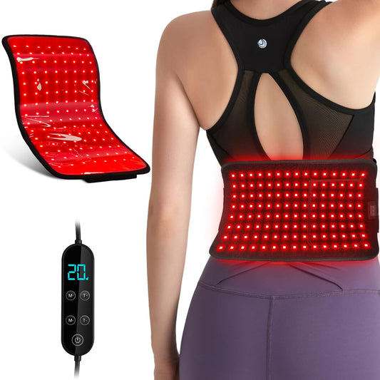 SHEVIEW red light therapy pad close-up of 660nm LEDs for skin comfort and relaxation