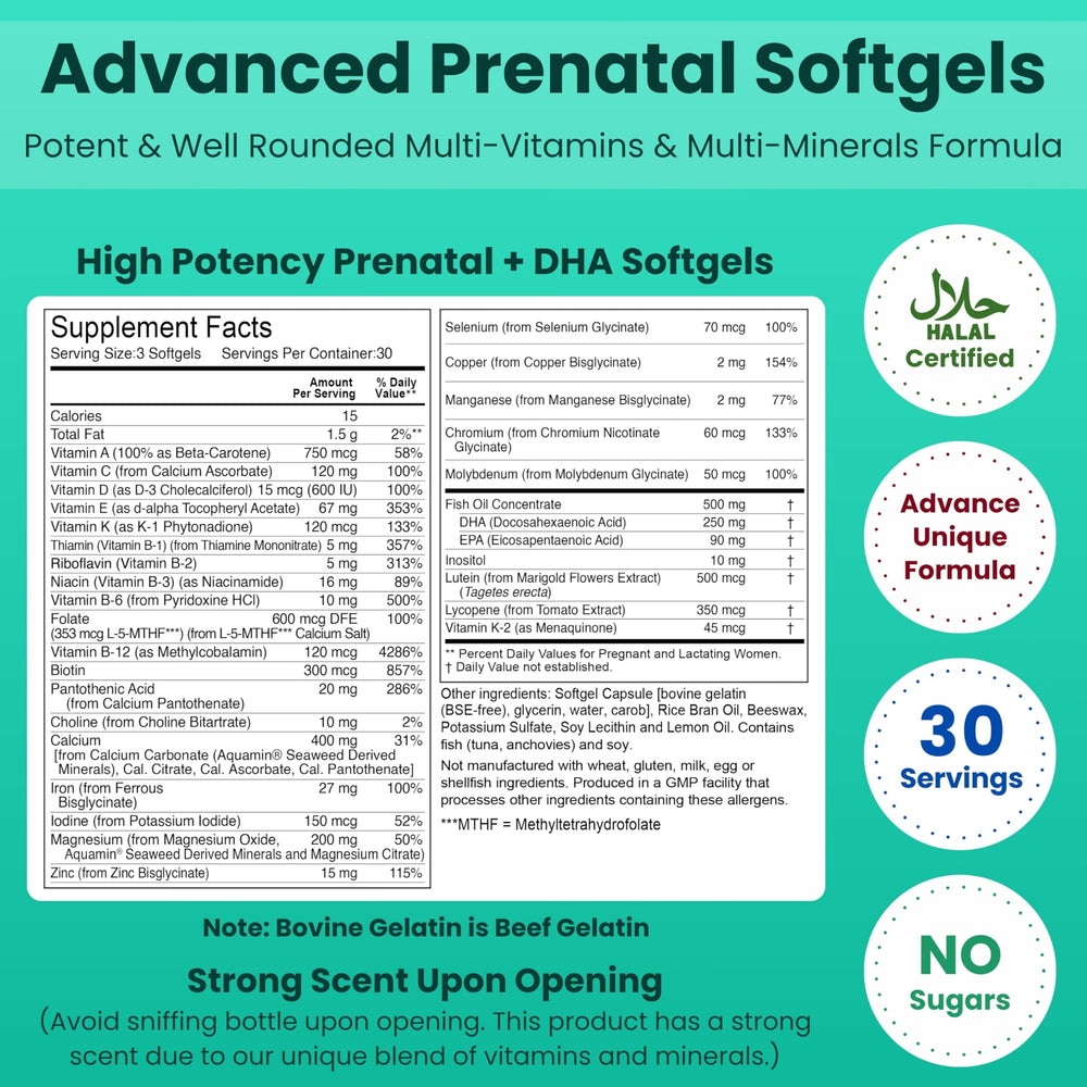SHIFAA NUTRITION label with DHA, EPA and folic acid for prenatal support