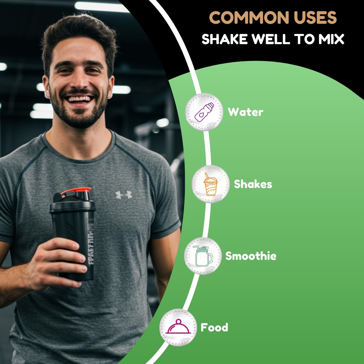 SHIFAA NUTRITION ingredient list highlighting halal, non-GMO, and keto-friendly features.