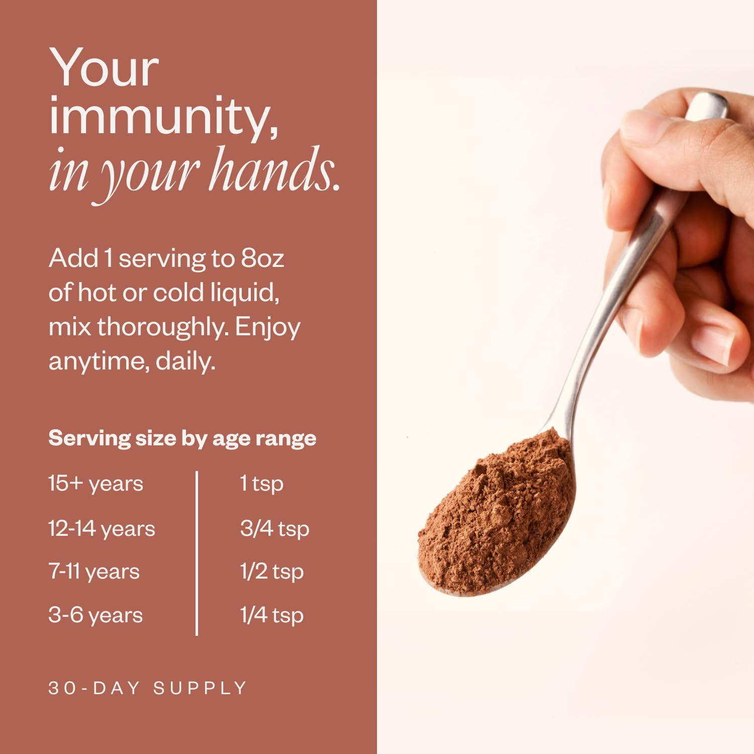 SHII AHCC powder scoop ready for effortless daily use
