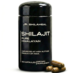 SHILAHEAL Himalayan Shilajit bottle showing pure resin for daily vitality.