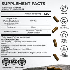 SHILAHEAL Shilajit capsules, 500mg each, designed for easy daily intake and sustained stamina.