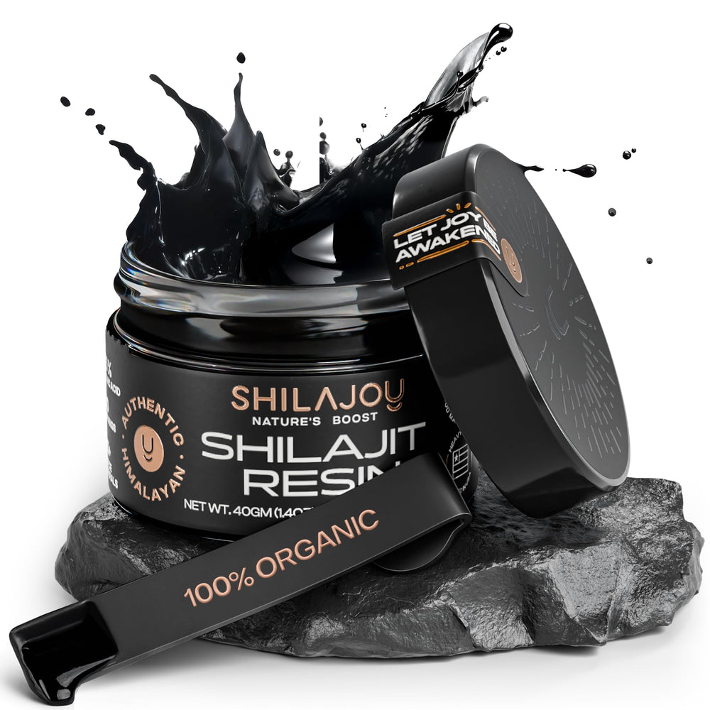 SHILAJOY organic Shilajit resin bottle highlighting pure Himalayan energy potential.