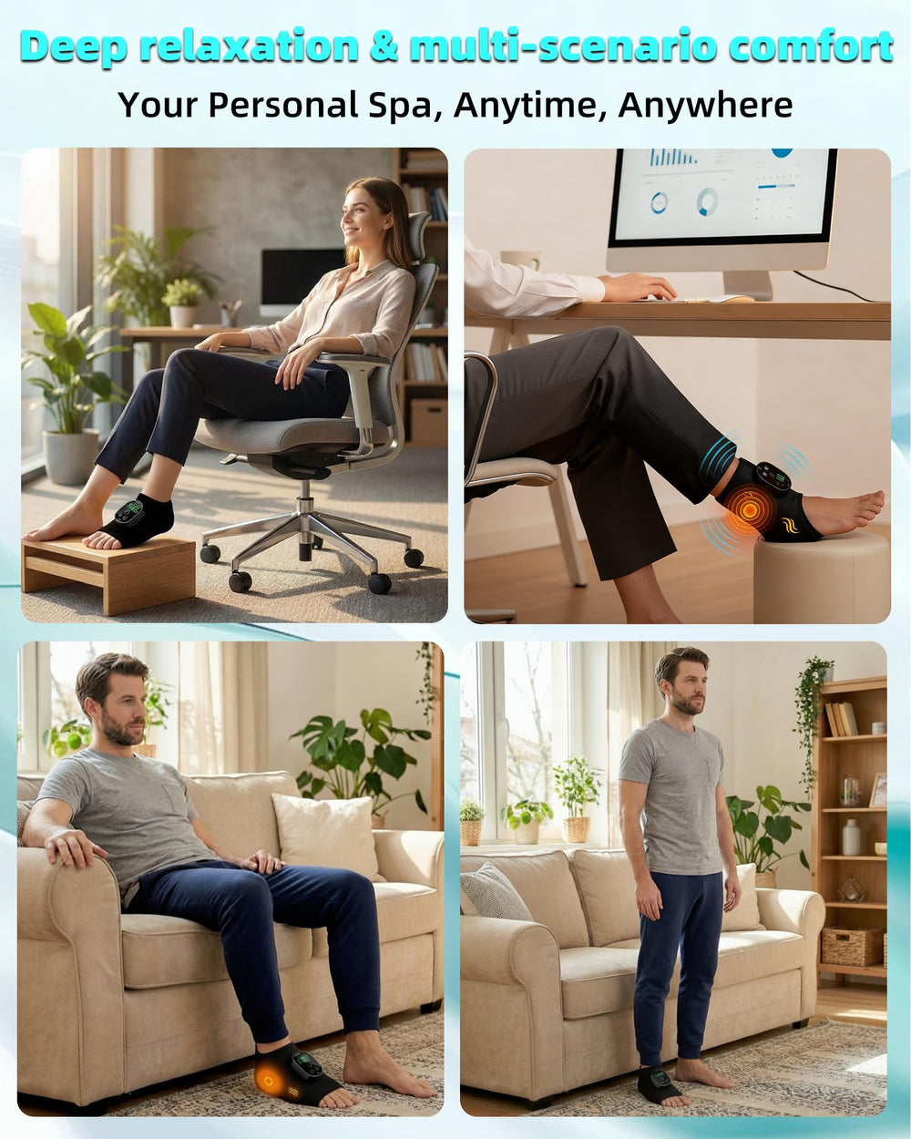 Shinbox foot massager wrap provides arch, heel, and ankle coverage