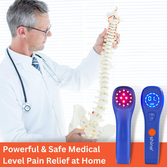 SHINE Relief handheld use for targeted red and near-infrared therapy