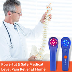 SHINE Relief handheld use for targeted red and near-infrared therapy