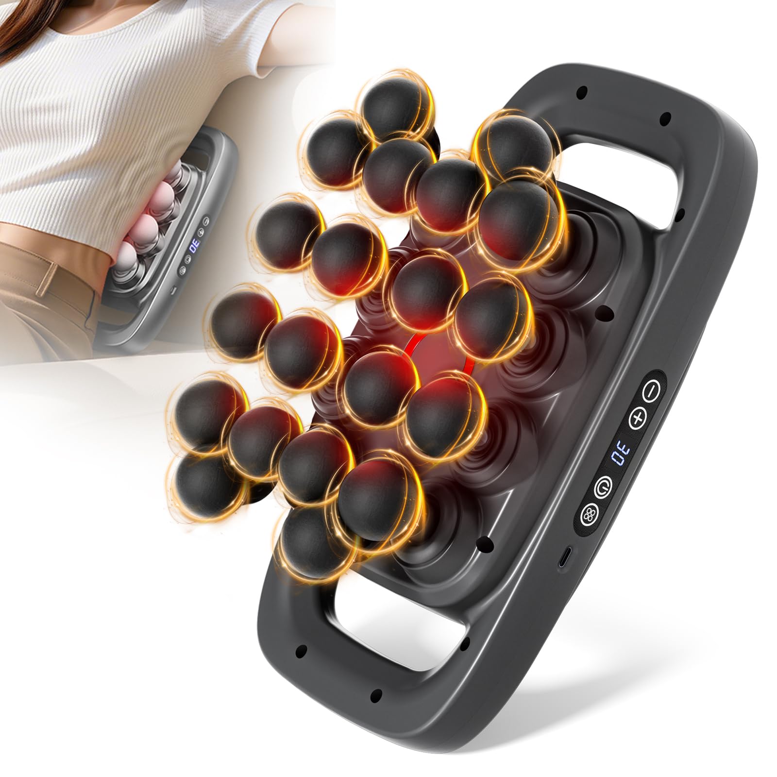 Shineforu 20-Head Massage Gun front view shows sleek, ergonomic design