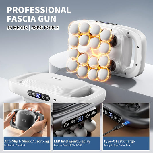 Shineforu 16-head massage gun deep tissue percussion targets key areas