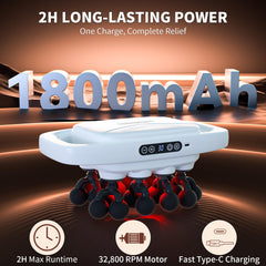 Shineforu massage gun shown with quiet operation for focused sessions.