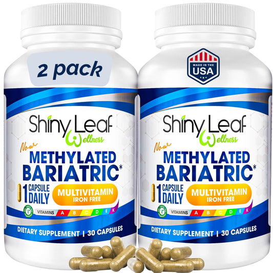 Shiny Leaf Bariatric Multivitamin bottle for daily post-surgery support.