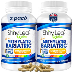 Shiny Leaf Bariatric Multivitamin bottle for daily post-surgery support.