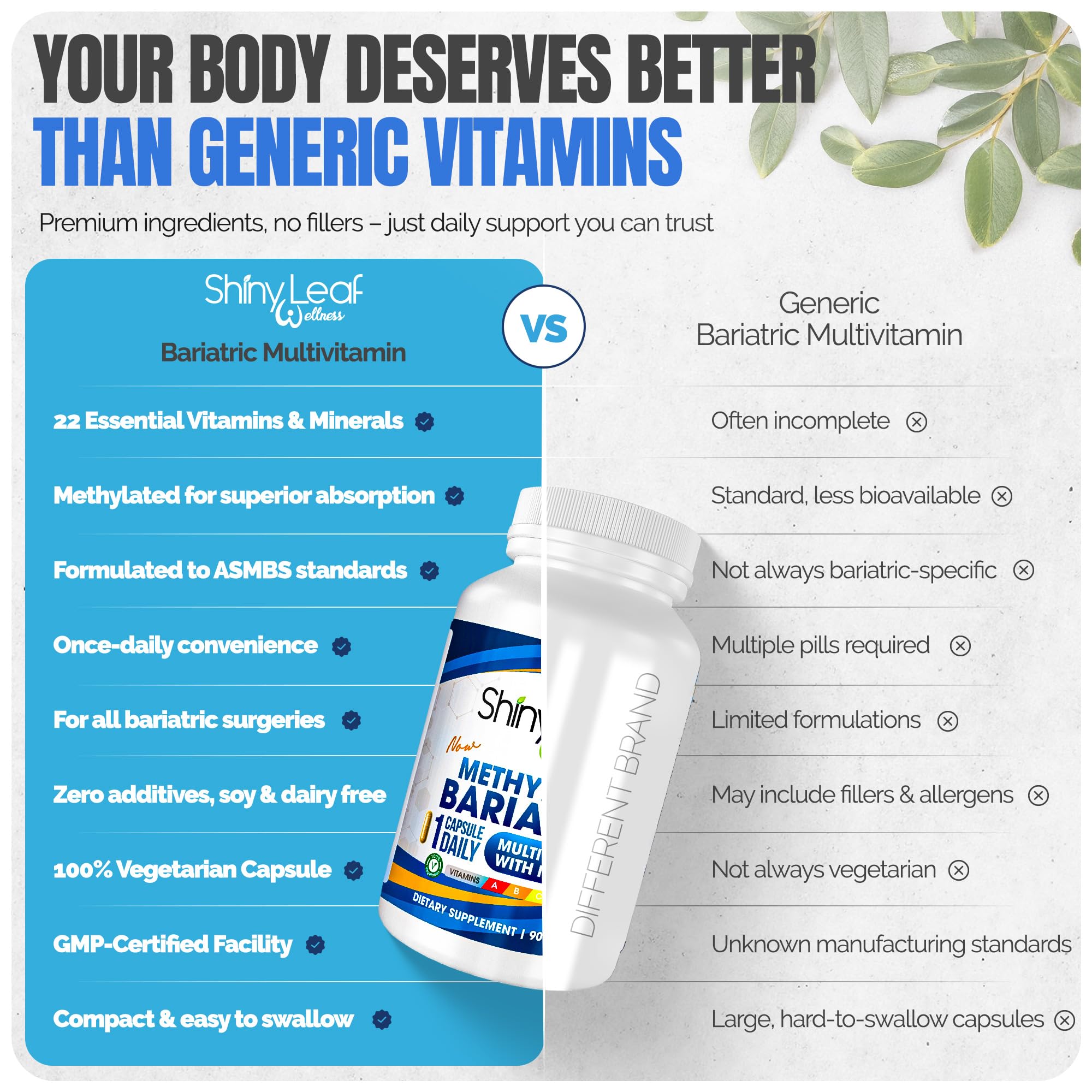 Shiny Leaf capsule pouring into hand for simple supplementation