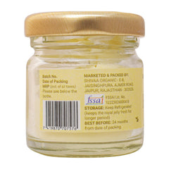 Shiva Organic Royal Jelly Powder compact bottle with label indicating quality source.