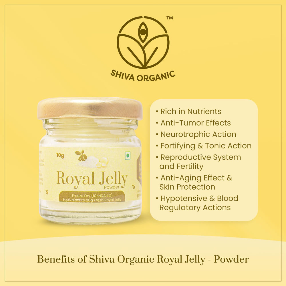 Shiva Organic Royal Jelly Powder freshness seal ensuring product integrity.