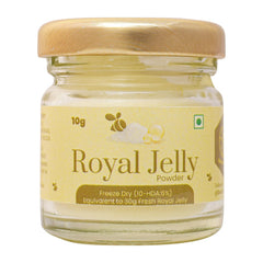Shiva Organic Royal Jelly Powder front view in jar, highlighting premium immune-support nutrition.