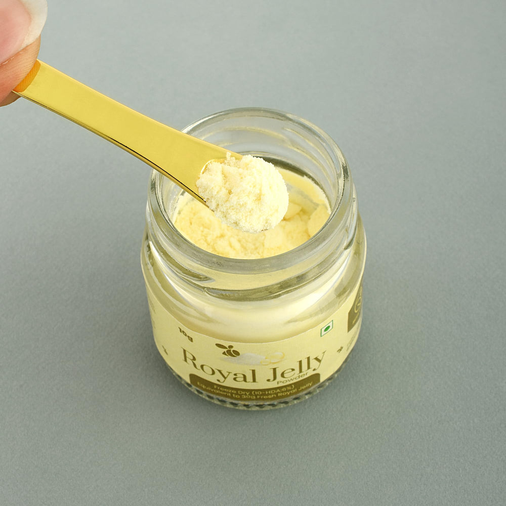 Shiva Organic Royal Jelly Powder measuring scoop for easy daily usage.