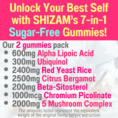 SHIZAM umami orchard gummies close-up highlighting sugar-free formula for daily wellness.