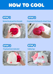 Shopzoki grape bat plush with removable gel pack for easy washing.