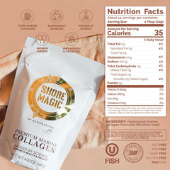 Shore Magic product packaging with kosher seal and sustainable sourcing.