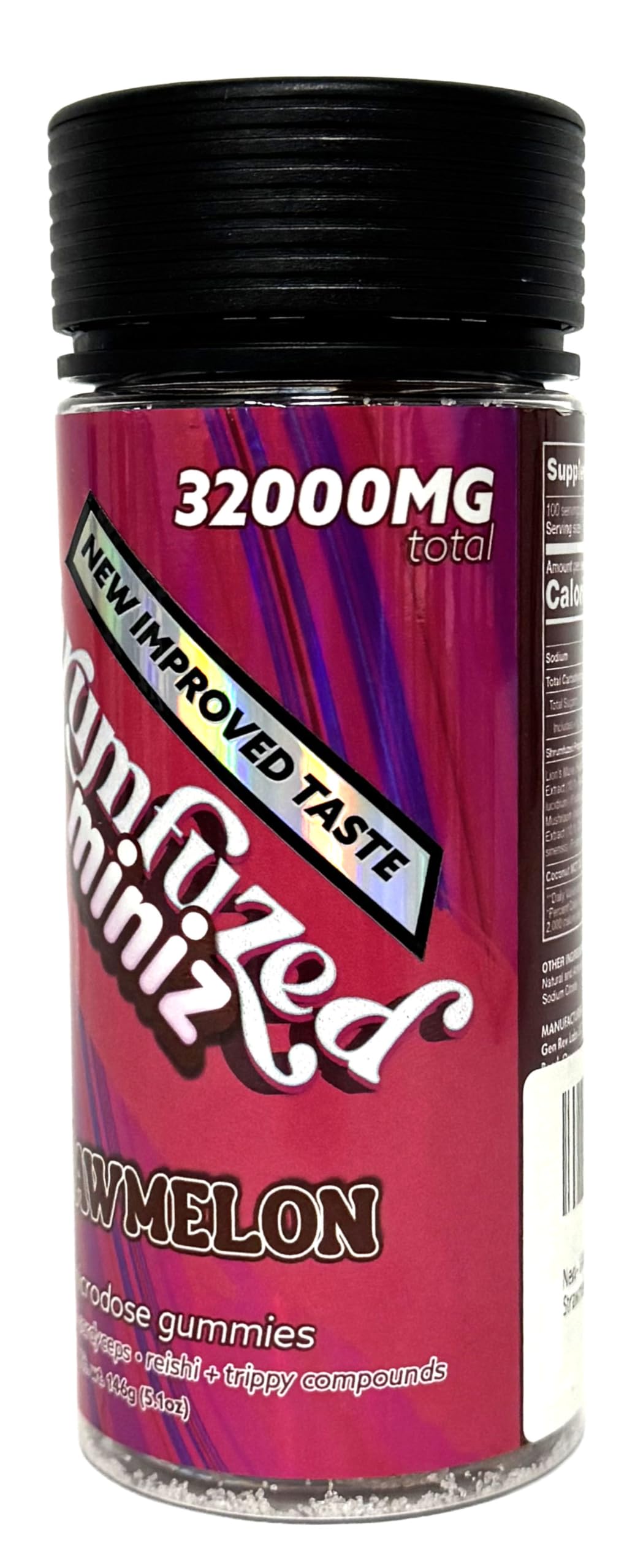 Shrumfuzed Miniz gummies closeup showing chewy texture and color